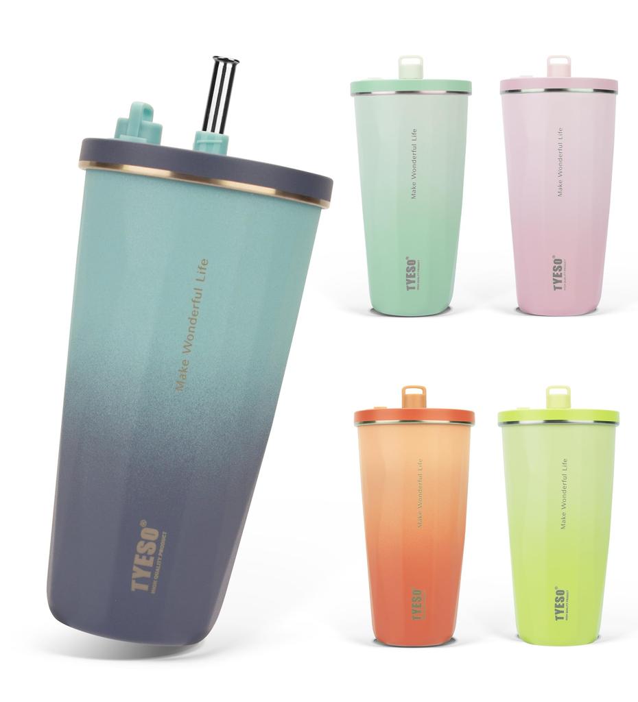 Trending on Social TYESO Tumbler with Stainless with Vacuum Keeps Drinks Hot or Direct Large Available in Multiple 2025 Upgraded Edition Media Straw,