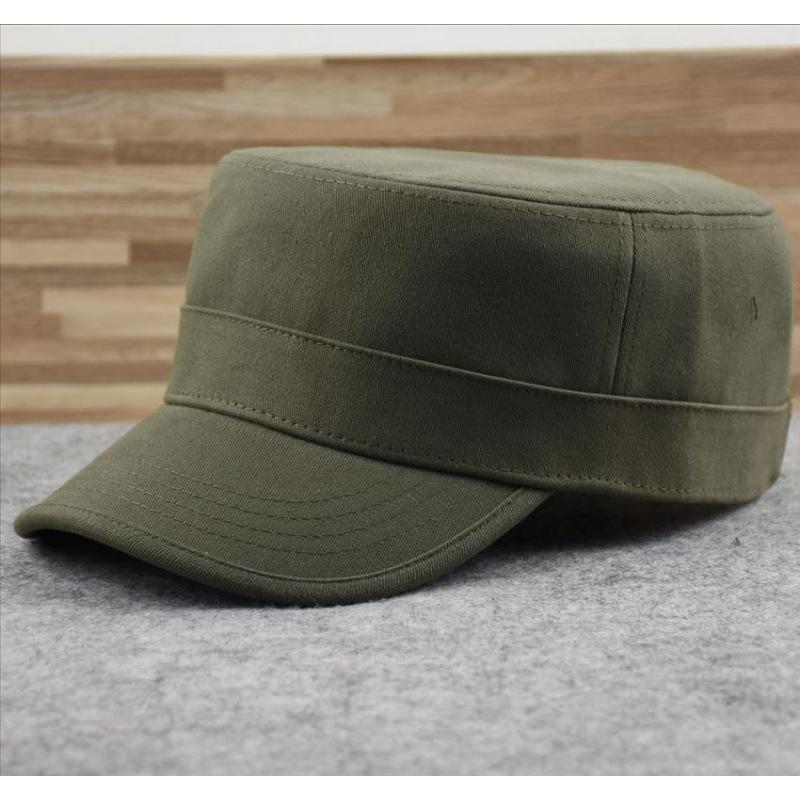 Stiff Military Hat Big Head Circumference Flat Top Hat Casual Fashion Autumn and Winter Men's Hat Casual Fashion Trendy European Version Hat