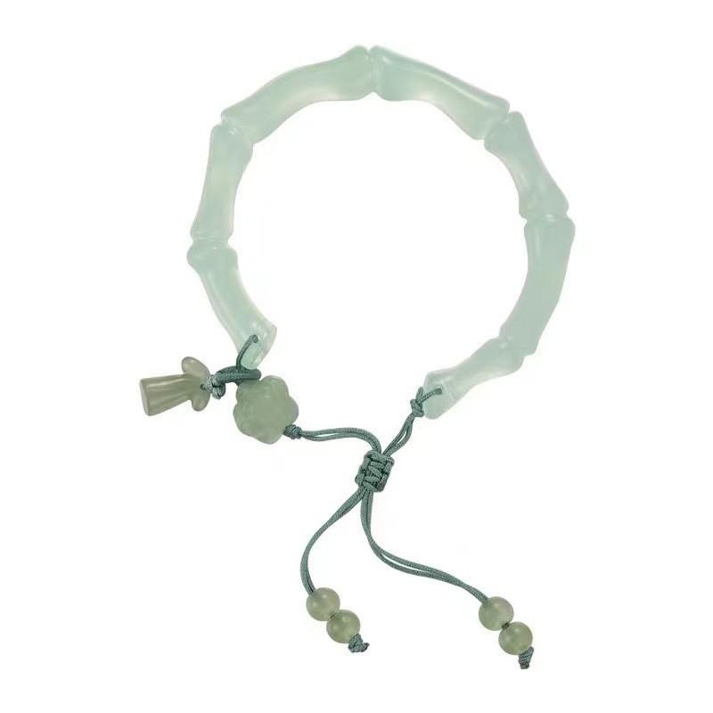 Exquisite New Chinese Style Green Beaded Pendant Bracelet For Women With Unique Design