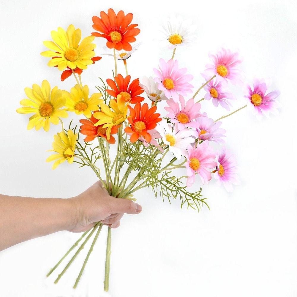 5 Köpfe Künstliche Gänseblümchen Plastik Falsche Chrysanthemen Seiden-Gänseblümchen Heimtischdeko