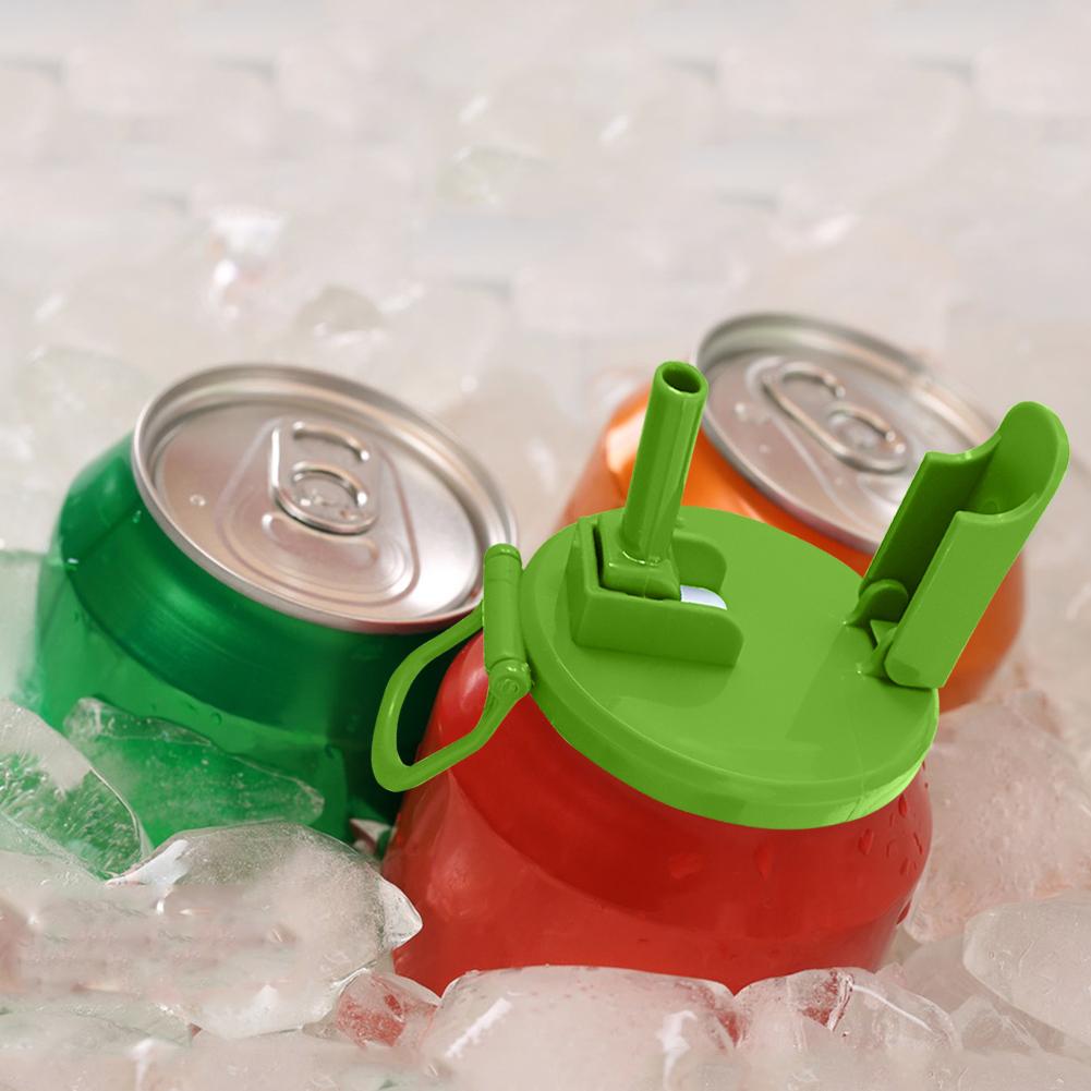 10/1PCS Portable Soda Can Lid Silicone Straw Soda Can Lid with Straws Reusable Suitable for Canned Beverages Beer Juice Soda