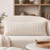 Practical Long Backrest Pillow Cover 53.9 X 20.1 In Ribbed Fabric Reversible Pillowcase for Sofa Bed Rest Area
