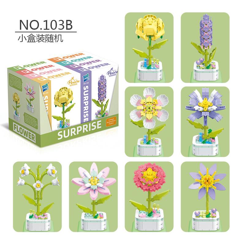 Barnas Pedagogiske Små Partikler Mosaikk Byggekloss Blomstersimulering Peon Rhododendron Kompatibel Med En Høy Byggeklossmodell Leke