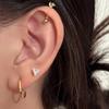 Fashion versatile plain ring earrings niche design high-end stud earrings women's cold wind ear buckle zircon earrings earrings