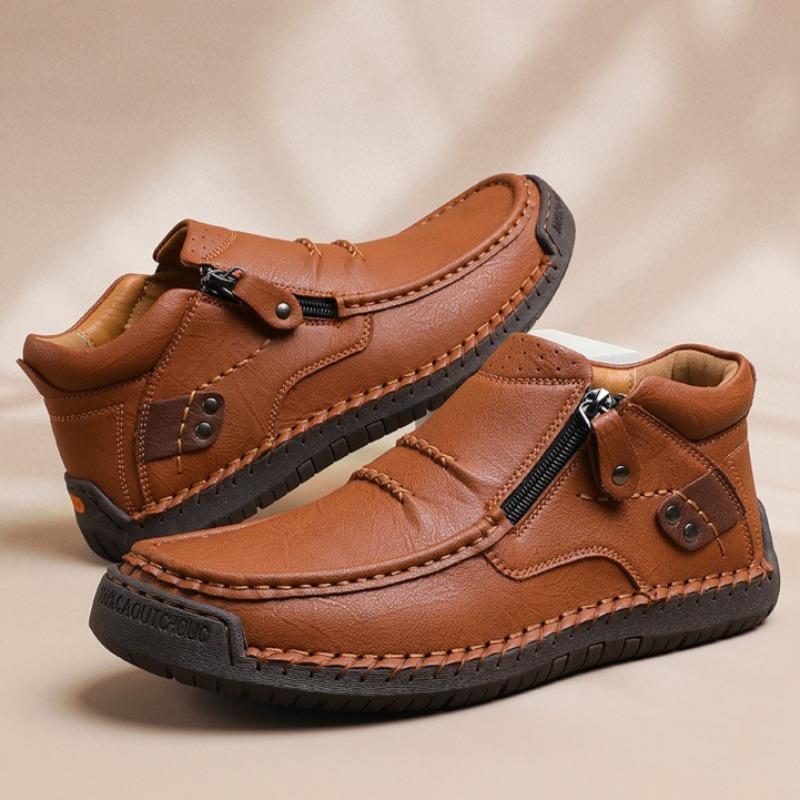 Luxury Men's Shoes Fashion Handmade Leather Shoes Outdoor Casual Ankle Boot Slip On Driving Shoes for Men Loafers Mocassin Homme