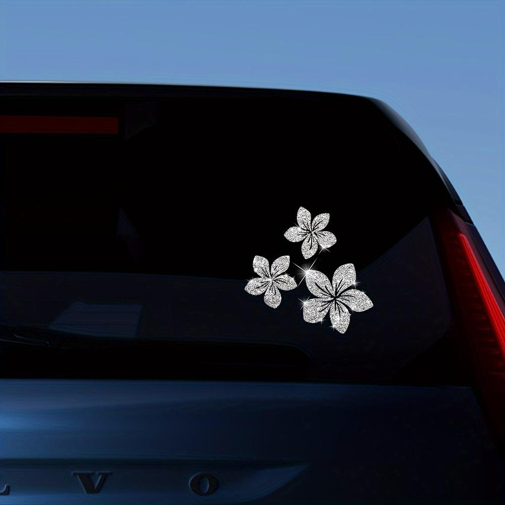 3pcs Floral Car Stickers - Glittering Rhinestone Self-Adhesive Decals, Vibrant Colorful Flower Design for Cars, Motorcycles