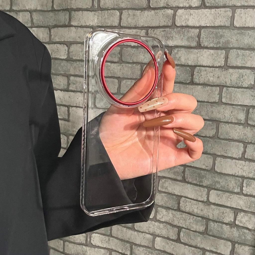 For Xiaomi 17 Ultra Case Simple Clear PC Red Camera Frame Anti-fall Protection Phone Cover For Xiaomi Mi 17Ultra 5G Shell Bumper