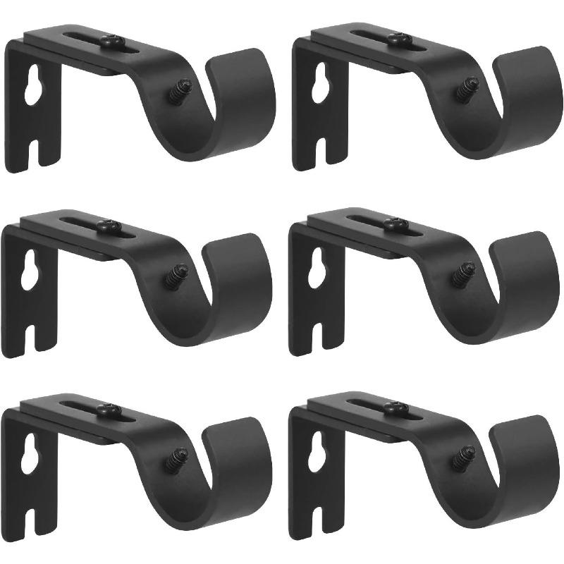 Heavy Duty Adjustable Curtain Rod Brackets Rod Holders for 1 Inch Rod, Silver Color, (Set of 2)