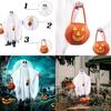 Spooky Halloween Ghost Cosplay Costume With Pumpkin Candy Bag For Kids