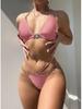 2025 Multicolor Chain Three-Point Bikini: Women's Sexy High-Waist Lace-Up Swimsuit