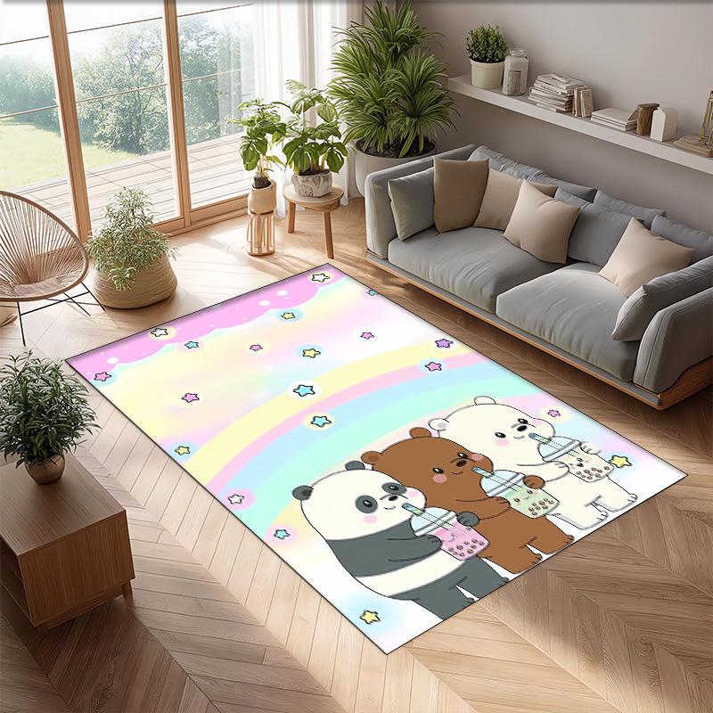Three little bears Printed Crystal Velvet Area Rug, Soft Anti-Slip Water Absorbent Floor Mat for Living Room Bedroom