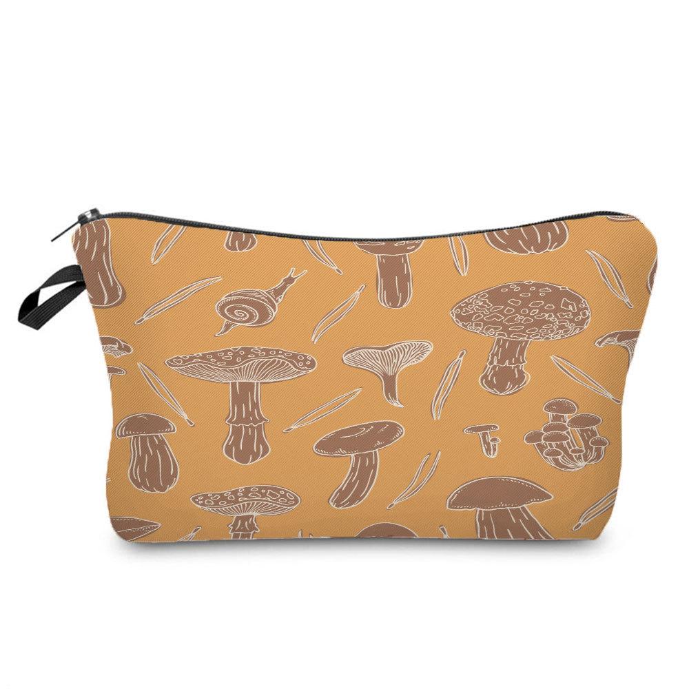 Women Mushroom Print Cosmetic Bag Toiletries Organize Travel Storage Case 6383