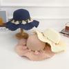 Elegant Flowers Lace Trim Wide Brim Straw Hats Women Summer Beach Caps for Casual Daily Outdoor Holiday Sweet UV Protection Hat