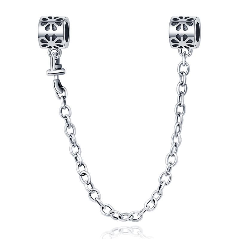 925 Silver Fashion Star Moon Safety Chain Spacer Beads Charm Beads for Original Bracelet Beautiful DIY Jewelry