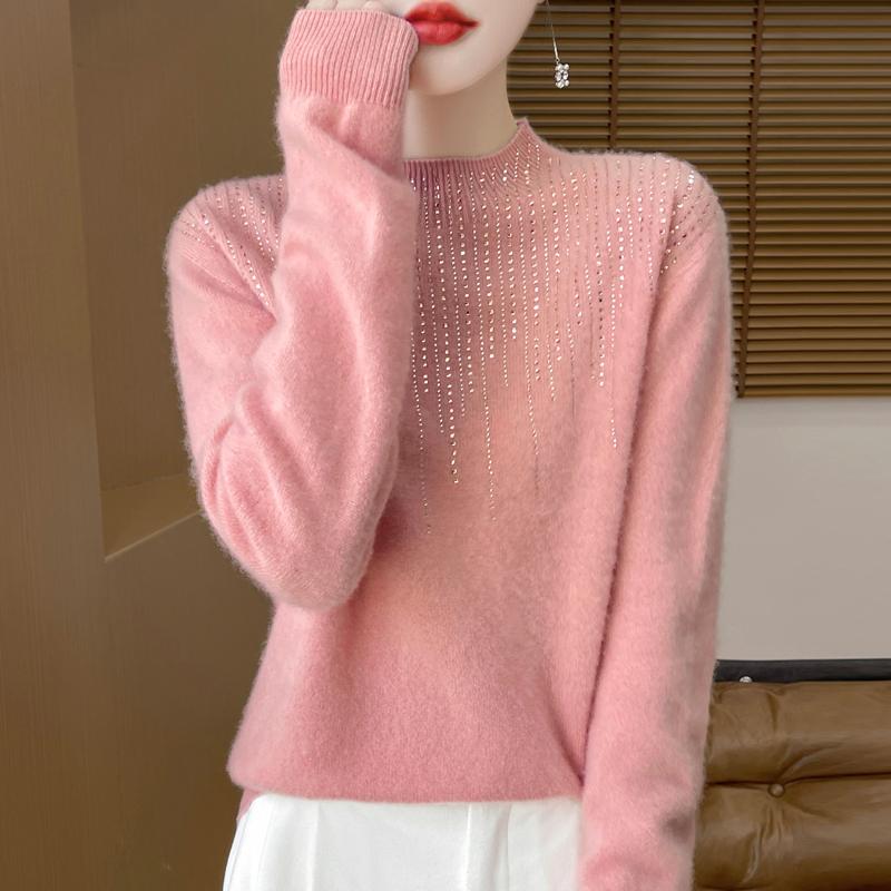 Women's Cashmere Sweater Qinghe Cashmere 30% Cashmere 70% Wool Autumn and Winter Pullover Warm and Fashionable