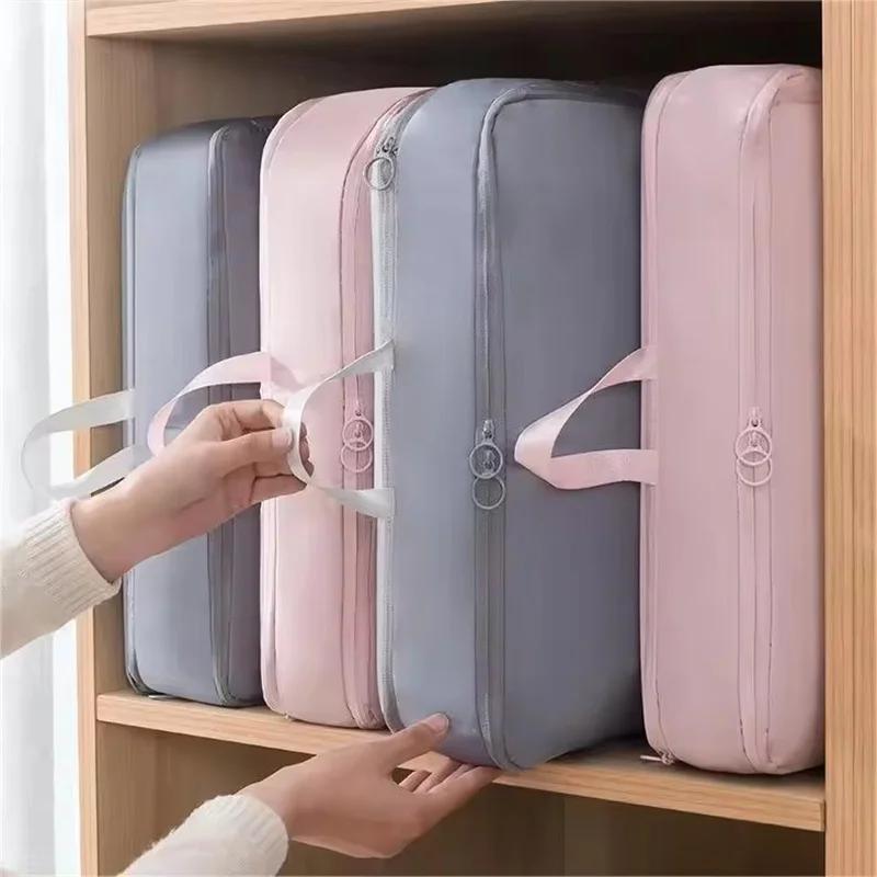 Home Large-capacity Clothing Storage Bag Travel Folding Double Zipper Compression Bag Portable Handheld Compression Packing Bag