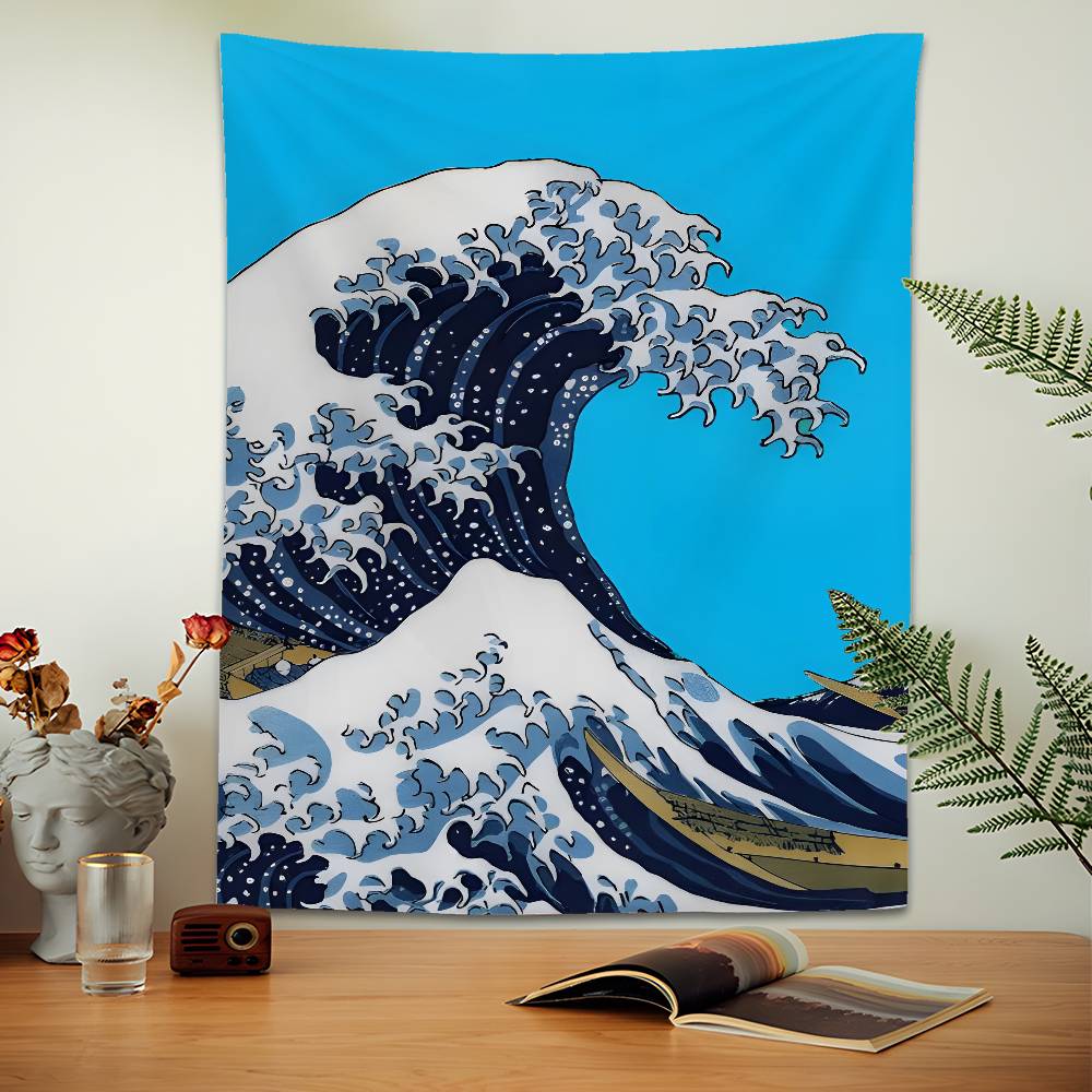 Druck Die große Welle vor Kanagawa Wandteppich Hängend Schlafsaalzimmer Tagesdecke Decke Kinderzimmer Party Heimdekoration Geschenk