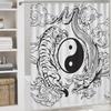 Cool Black and White Dragon and Tiger 4 Pieces Shower Curtain Set,Metaphysical Sky Dragon and Tiger Yin Yang Non-Slip Rugs Toilet Lid Cover Bath Mat