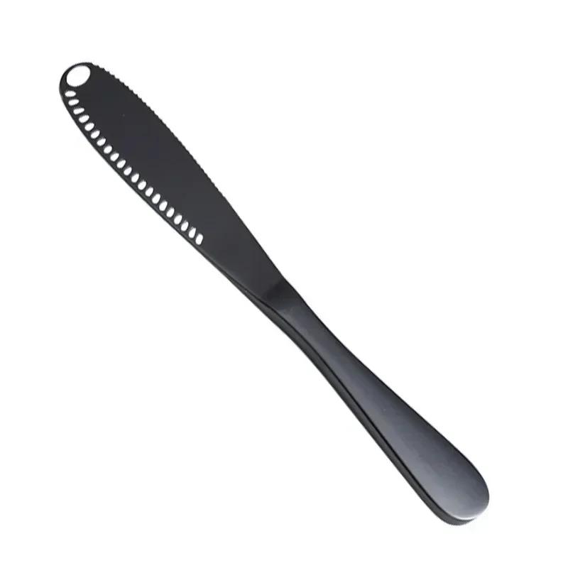 JUSTINLAU Butter Knife Holes Cheese Dessert Knife Stainless Steel Jam Knife Cutlery Toast Wipe Cream Cheese Cutter Kitchen Tools