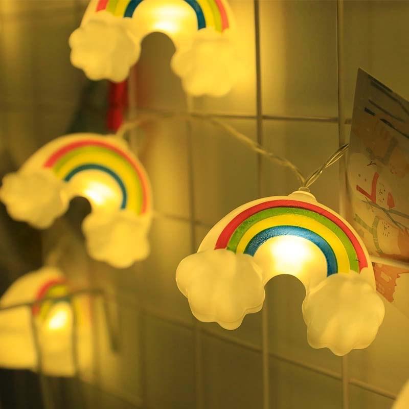 

Радужные светодиодные гирлянды для внутренней атмосферы, украшения дня рождения, для комнаты девочки, аккумуляторные светильники для улицы, водонепроницаемые для улицы