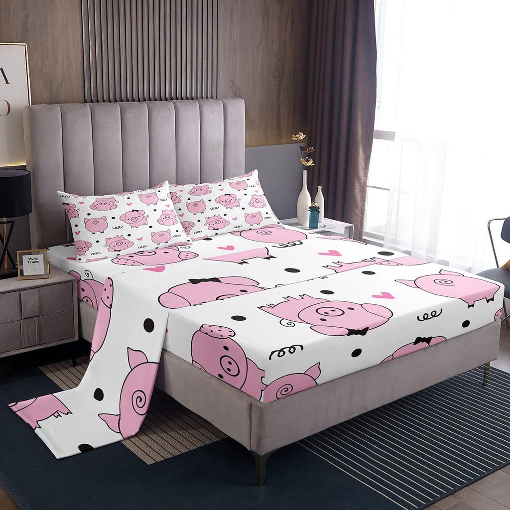 Animal Deer Bear Pattern Sheet Four-Piece Bedding Set Bedroom Dormitory Bedding Decoration