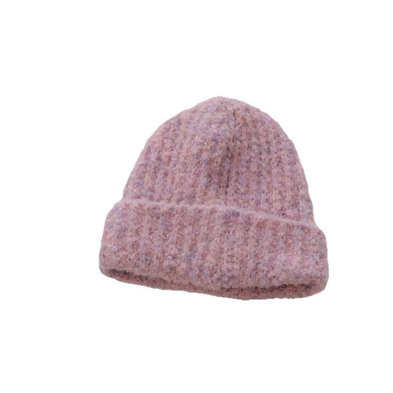 Japanese Solid Color Letters Plus Color Wool Wool Hat Simple Face Showing Small Loose Versatile Knitted Hat