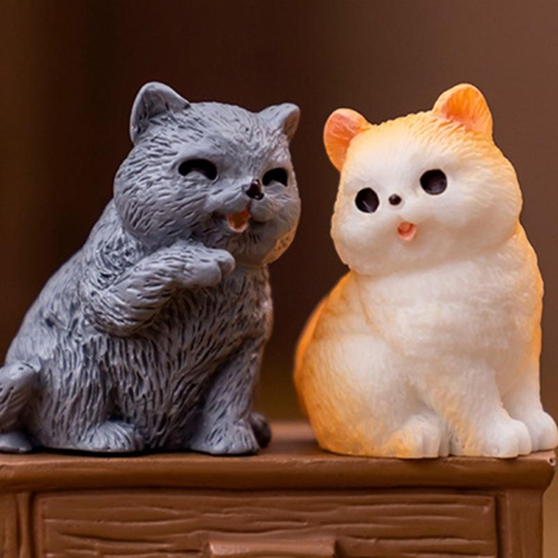 12PCS Simulation Resin Cats Model Figurine Safe Desktop Ornament Accessories For Creative Garden Landscape Display