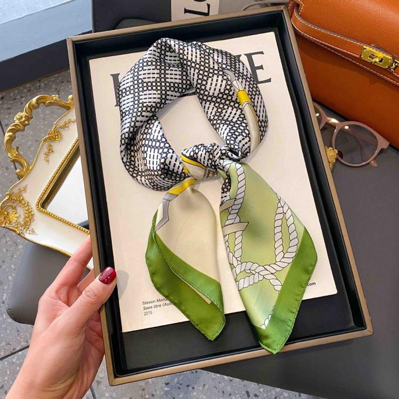 70cm Square Silk-Like Scarf Women Lightweight Fashion Accessory Office Chic Neck Wrap Stylish Print Design