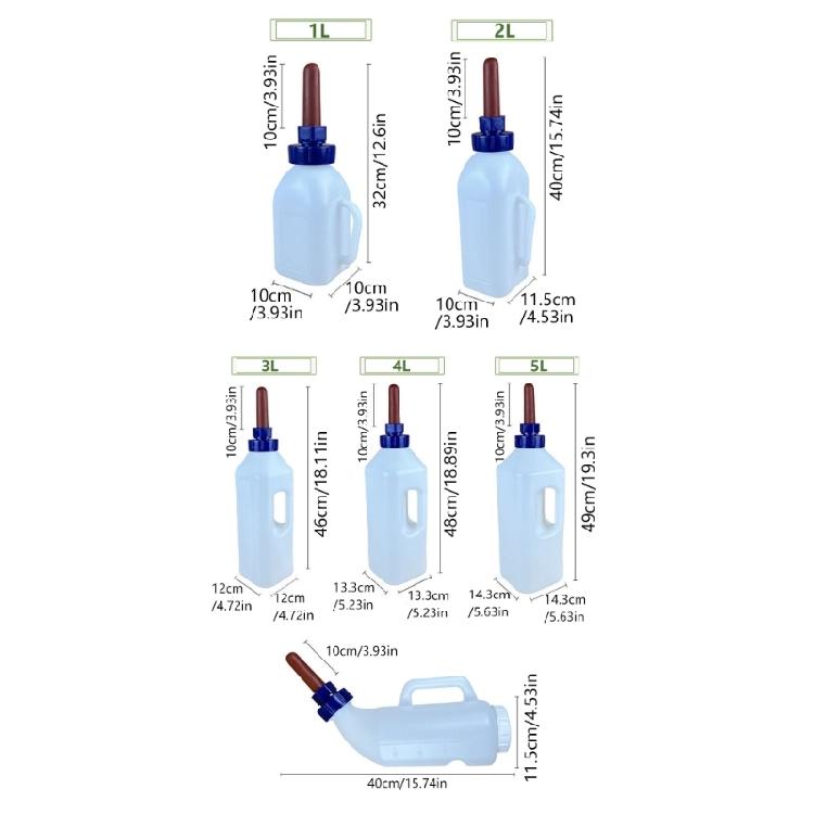 Large Capacity Calf Milk Bottle Feeder Feeding Bottle With Ergonomic Handle Leakproof Long Spout for Farm Animal Nursing