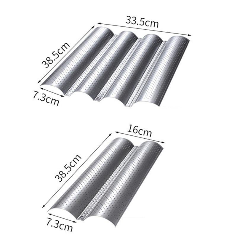 2/4 Wave Perforated French Bread Baking Pan Carbon Steel Baguette Pan French Bread Nonstick Loaves Loaf Cake Mold Baking Tools