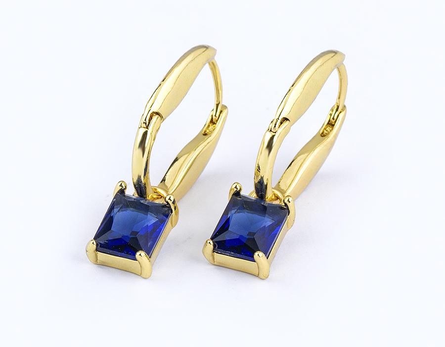 Nidin Rectangle Cubic Zirconia Dangle Hoop Earrings Light Luxury Crystal Drop Earring For Women Wedding Engagement Fine Jewelry