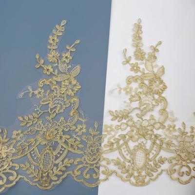 31Cm Larga Carro Osso Fio Dourado Bordado em Malha Lolita Renda Dourada Roupas de Palco Acessórios de Vestuário Decorativos
