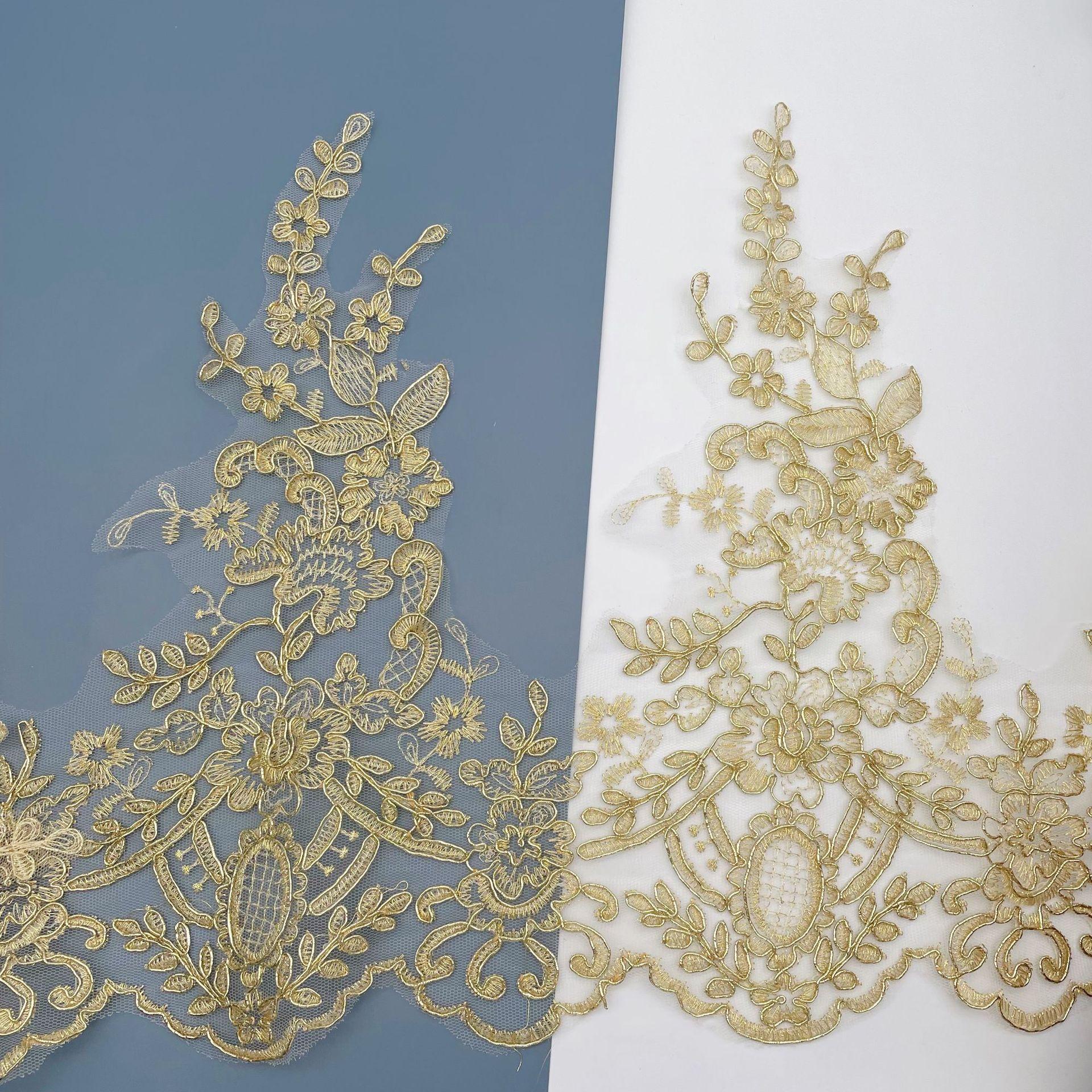 

31 см Широкий Автомобильный Косточка Золотая Нить Сетчатая Вышивка Лолита Золотое Кружево Сценическая Одежда Декоративные Аксессуары для Одежды pure gold * height 31CM