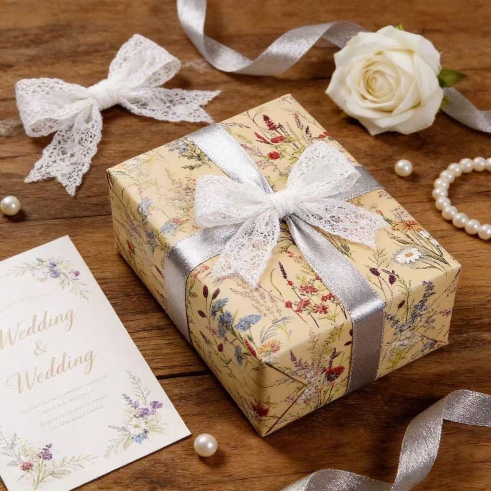 5m/Roll Floral Gift Wrap Rustic Style Decorative Wrapping Paper Roll Wedding Gift Wrapping