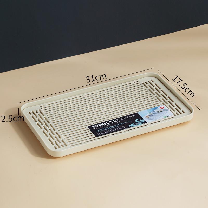 Double-Layer Plastic Draining Tray: Durable Household Tea, Bowl & Chopstick Storage Rack