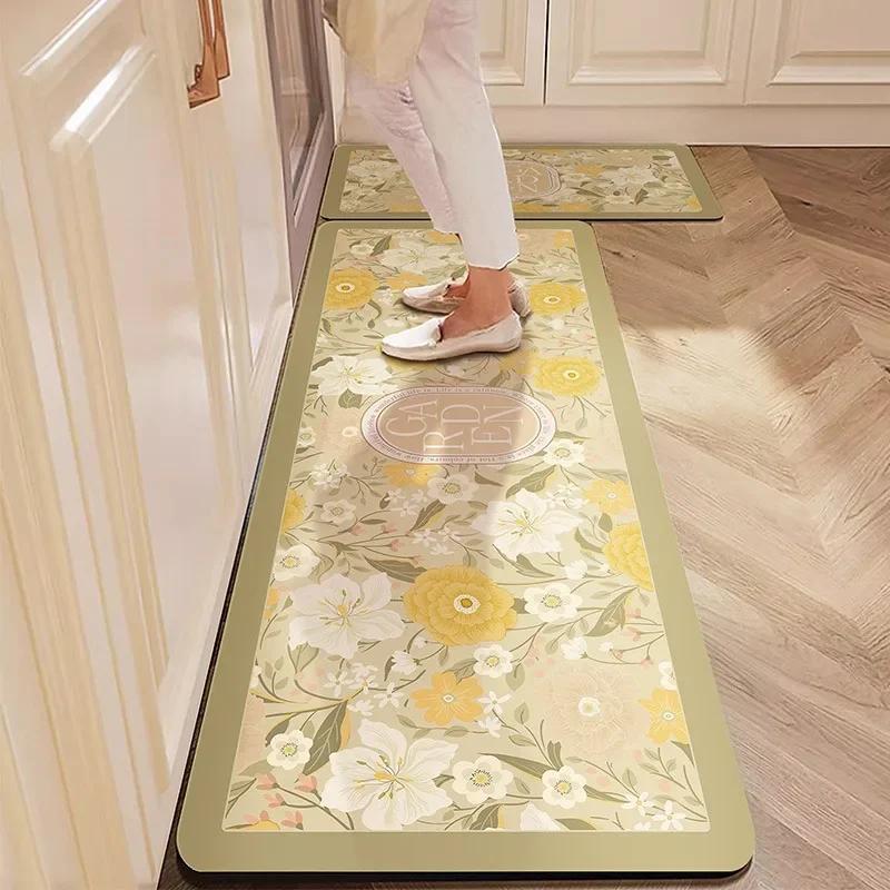 

Кухонный коврик Абсорбирующий ковер Диатомовая земля Нескользящие коврики для ног Сладкий цветок Пасторальный Домашний декор Коврик Зона душа Туалет 50x80cm