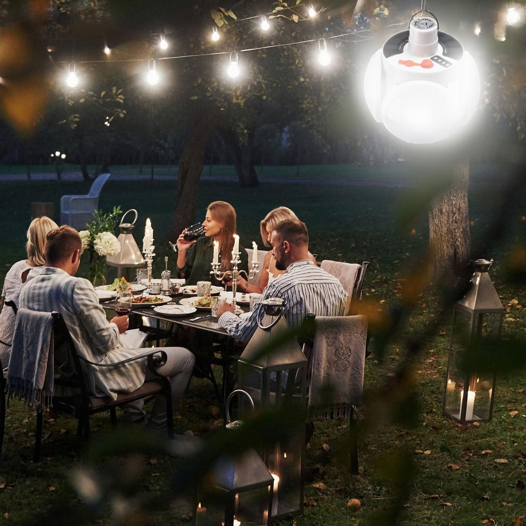 Rechargeable Camping  With Hook, Waterproof Emergency Light Solar Charging, 5 Lighting Modes