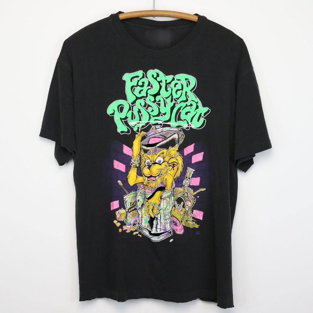 Vintage Faster Pussycat Band Music Lover Heavy Cotton Black All Size Shirt SE453 Unisex T-Shirt L