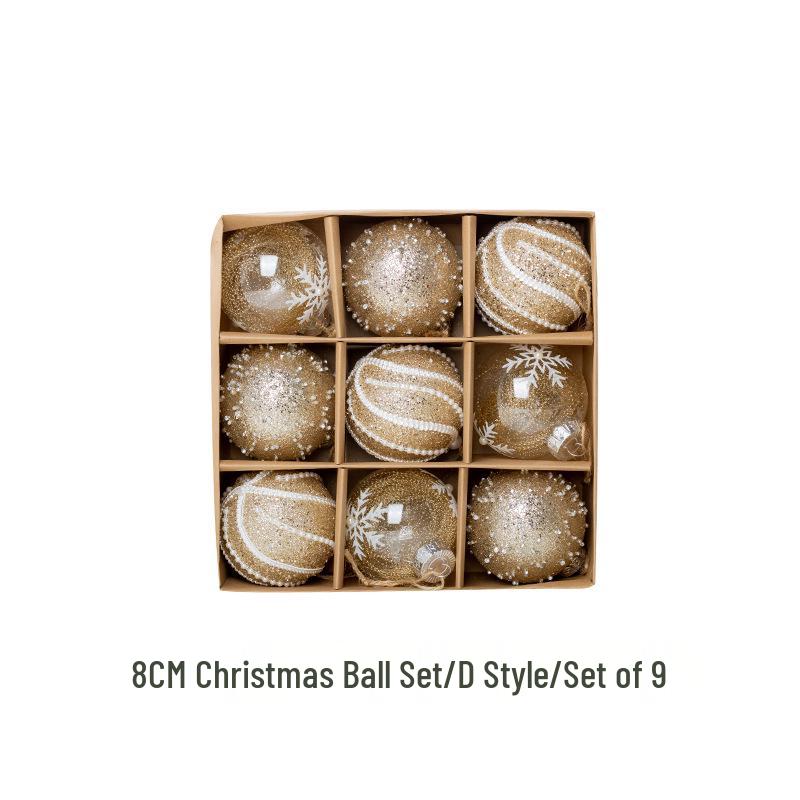 Acryl Weihnachtsbaumschmuck: 9-teiliges Set - 8 cm Schaumstoff-Hängekugeln mit Schneeflocken-Transparentdesign