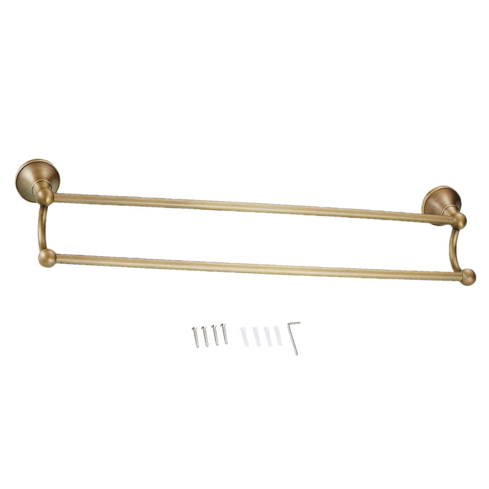 

Mounted 600mm Towel Double Wall Holder Rack Bathroom Brass Bars