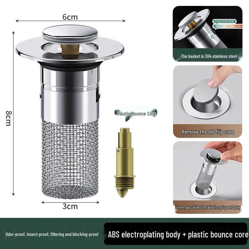 Universal Odor-Proof Pop-Up Sink Drain Filter & Insect-Proof Plug