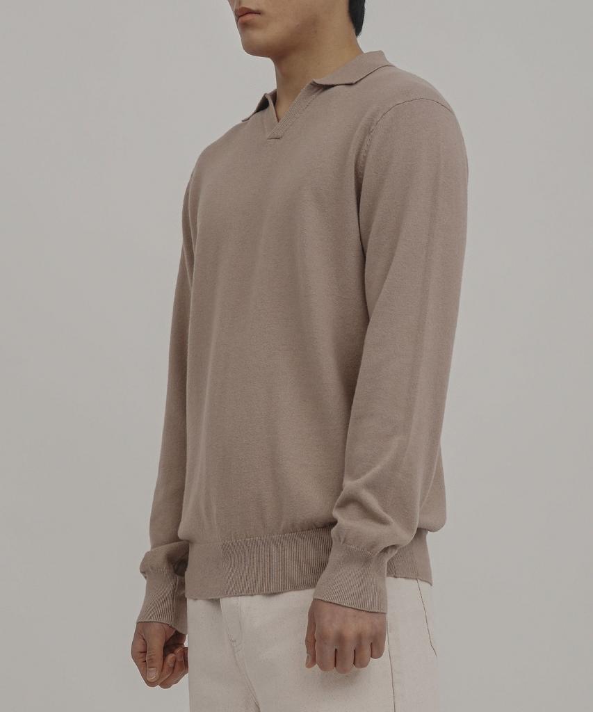 GOLDPERCENT Viscose Soft Cozy Collar Knit (Beige, Men)