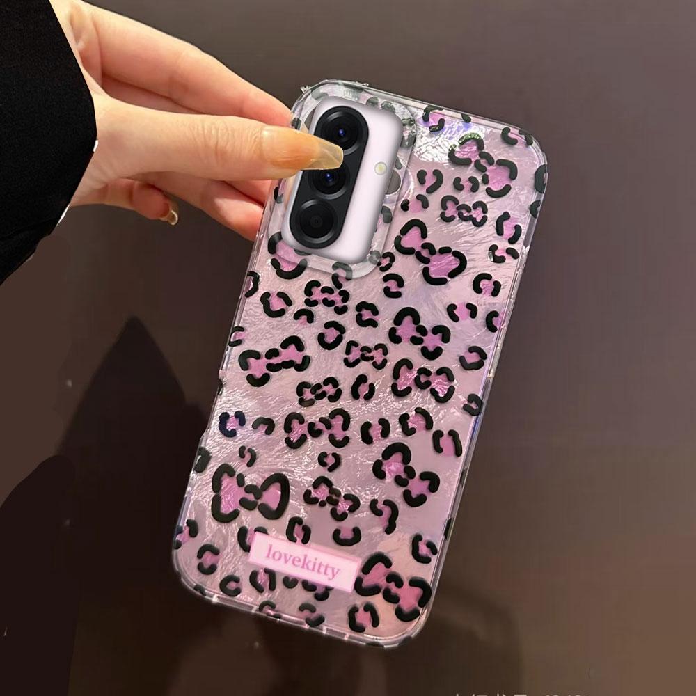 Retro Pink Leopard Glacier Texture Phone Case for Samsung Galaxy A55 A56 A36 A26 A16 A53 A06 A14 A24 A34 A54 A15 A25 A35 Cover