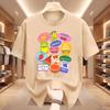 Summer Unisexs Fruit Stickers Graphic Print Tshirt Streetwear Oversized Loose Casual Short Sleeve Suitable For All Seasons Tops