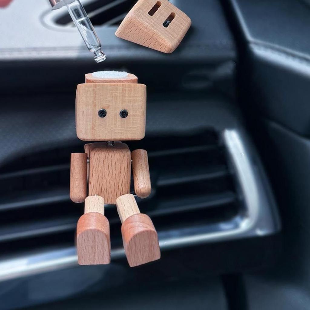 Wooden Shaking Man Car Dashboard Decoration Handmade Car Decor Action Figure Car Ornaments Sculpture for SUV Truck Sedan RV