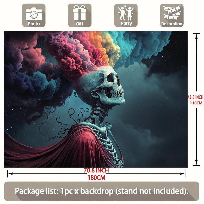Party Backdrop Smoking Skull Smoke Canvas Seasons Event Event Backdrop Decoration Party Decor