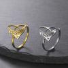 Lucky Hollow Moon Celtic Knot Open Ring Stainless Steel Filament Crescent Ring Trinity Knot Lucky Symbol Couple Ring Jewelry