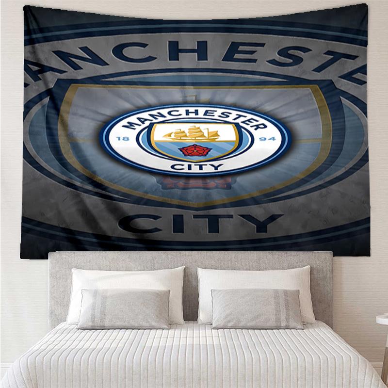Manchester City Football Club Tapestry for Bedroom Aesthetic Classroom Tapestries Wall Hanging for Living Room Dorm Office,Ideal Creative Gift