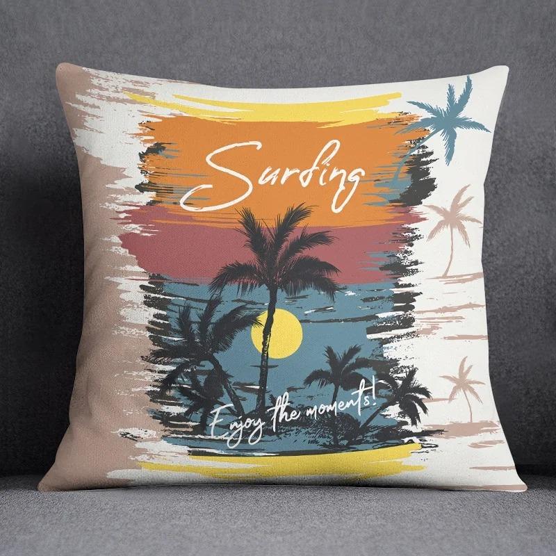 Office Living Room Home Pillowcase Simple Orange Flower Pattern Pillowcase Car Ornaments