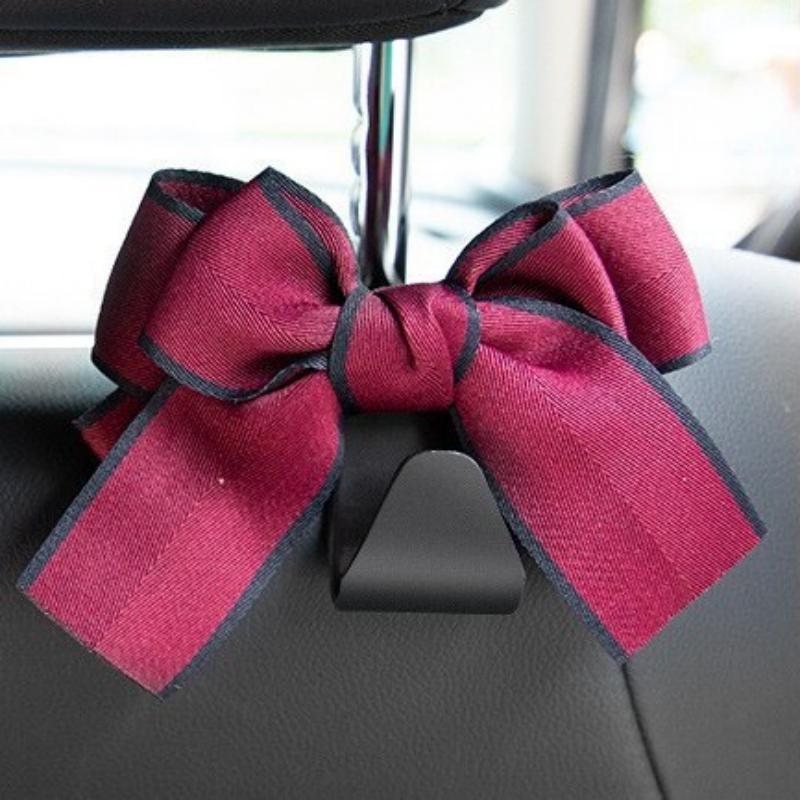 Creative Car Butterfly Bow Hook Multi-functional Backseat Hook For Car Interior Abs+cloth Bow Black Love Butterfly Bow Black Hook